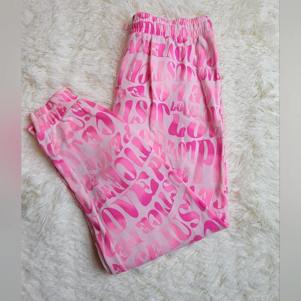 Justice Girls Hot Pink Fleece Jogger Pants Sweatpants Sweats XL plus 16p- 18p